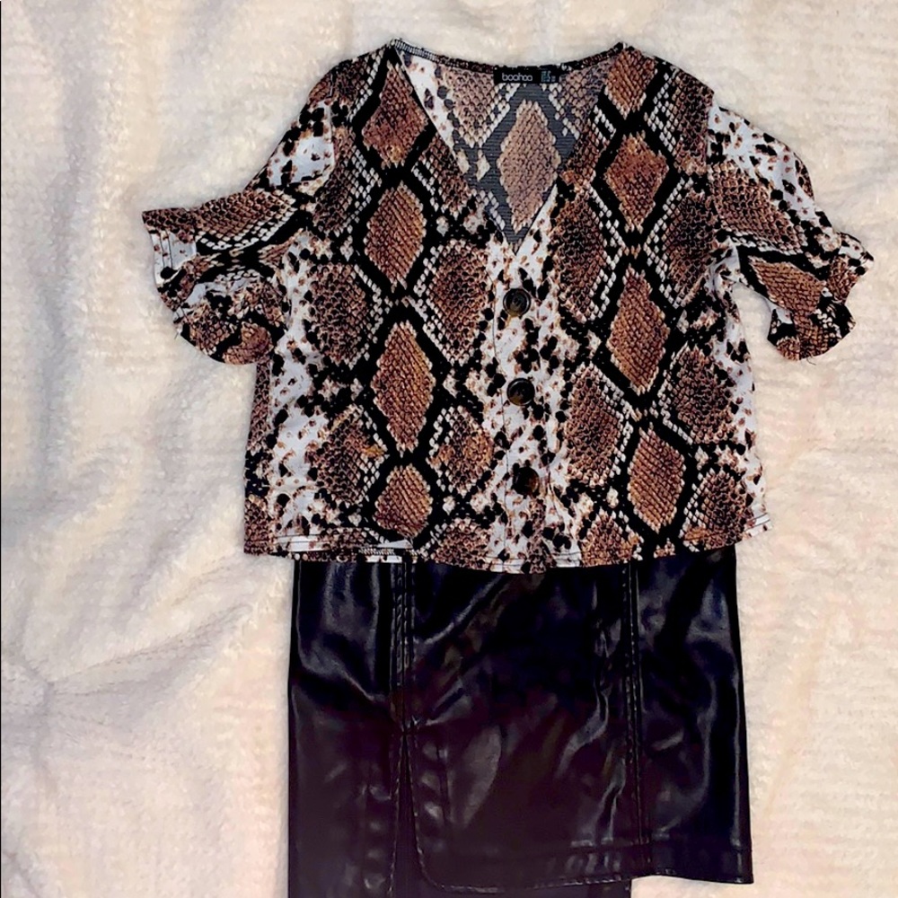 Boohoo snake print blouse